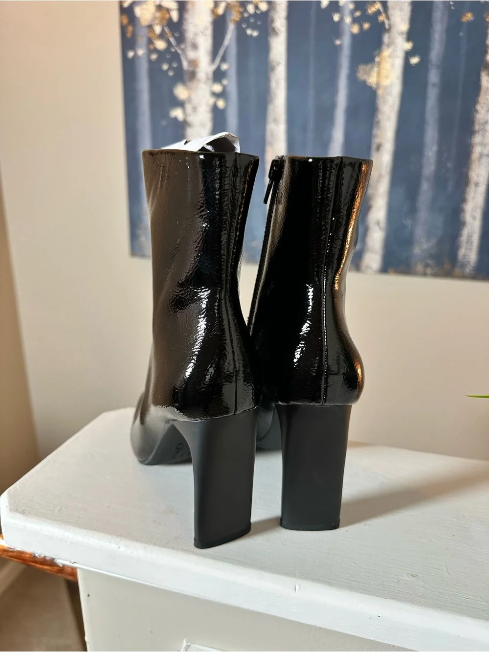 Mix No. 6 Black Patent Square Toe Ankle Booties